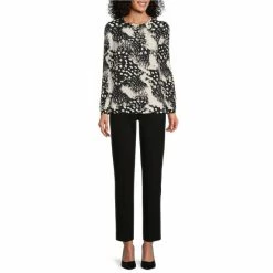 Flash Sale ❤️ Investments Dynamic Animal Print Pleated Long Sleeve Jewel Neck Covered Half Button Placket Woven Top ✨ -Investments Shop unnamed file 1007