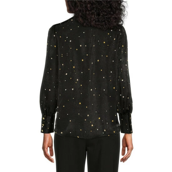 Hot Sale ๐งจ Investments Petite Size Twilight Night Long Sleeve Tie Y-Neck Button Front Top ๐ 2 Hot Sale ๐งจ Investments Petite Size Twilight Night Long Sleeve Tie Y-Neck Button Front Top ๐ - Image 2