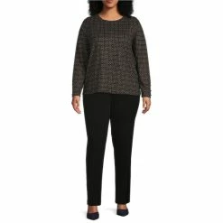 Outlet 👍 Investments Plus Size Subtle Squares Print Crew Neck Long Button Sleeve Knit Top 👏 5 Outlet 👍 Investments Plus Size Subtle Squares Print Crew Neck Long Button Sleeve Knit Top 👏 -Investments Shop unnamed file 1013