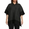 Buy 🤩 Investments Plus Size Zip Point Collar Elbow Sleeve Charcoal Black Border Sweater Poncho 🧨