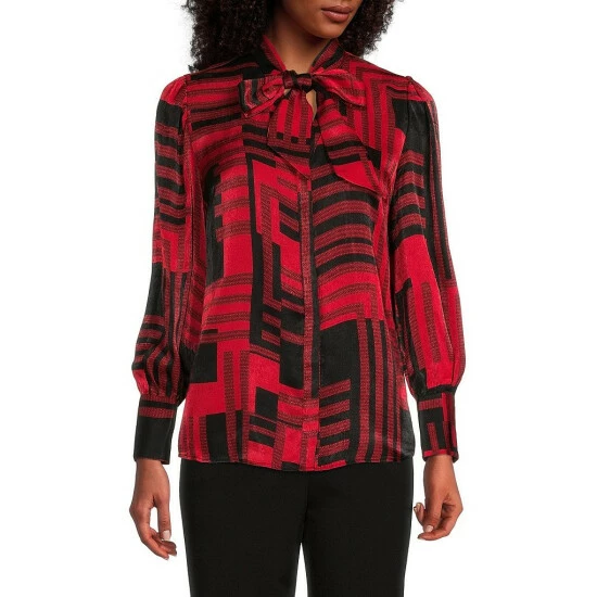 Outlet ๐ Investments Petite Size Blocked Patchwork Print Long Sleeve Tie Y-Neck Button Front Top ๐คฉ 1 Outlet ๐ Investments Petite Size Blocked Patchwork Print Long Sleeve Tie Y-Neck Button Front Top ๐คฉ