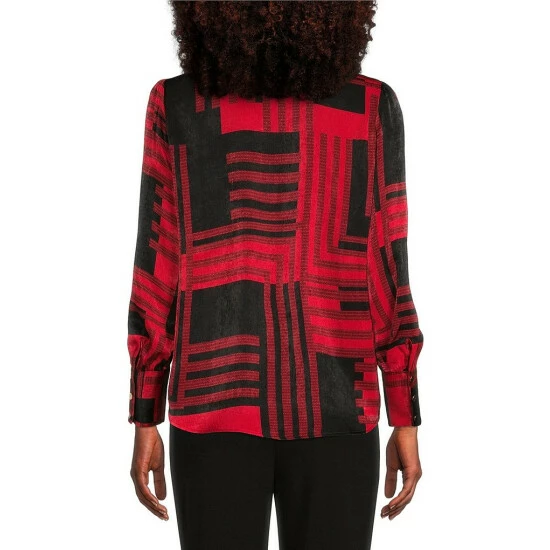 Outlet ๐ Investments Petite Size Blocked Patchwork Print Long Sleeve Tie Y-Neck Button Front Top ๐คฉ 2 Outlet ๐ Investments Petite Size Blocked Patchwork Print Long Sleeve Tie Y-Neck Button Front Top ๐คฉ - Image 2