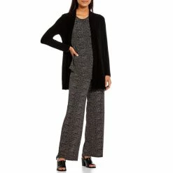 Discount ⌛ Investments Petite Size Soft Separates Long Sleeve Open Front Jacket Black 🌟 -Investments Shop unnamed file 1028