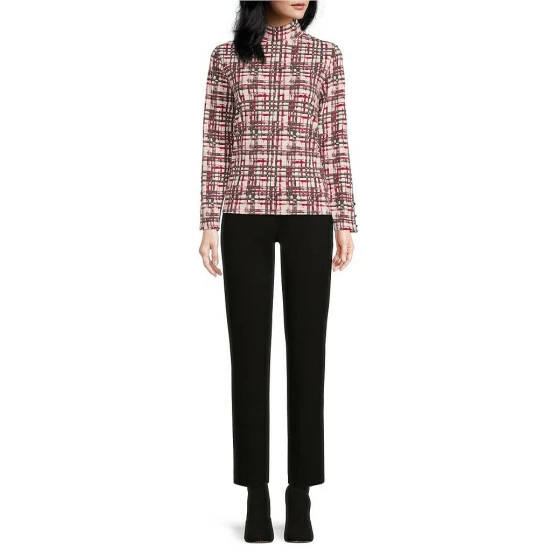 Best Pirce ๐ Investments Knit Plaid Print Impression Mock Neck Long Button Sleeve Top Plaid Impression ๐ 3 Best Pirce ๐ Investments Knit Plaid Print Impression Mock Neck Long Button Sleeve Top Plaid Impression ๐ - Image 3