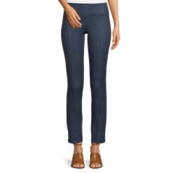 Cheapest ⭐ Slim Factor By Investments Ponte Knit No Waist Side Slit Ankle Pants Indigo 🌟