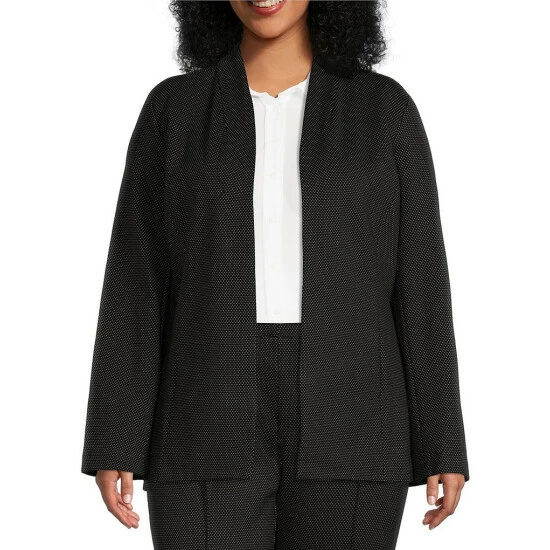 Promo ๐ Investments Plus Size Signature Ponte Black/White Dot Print Long Sleeve Open Front Jacket ๐ 1 Promo ๐ Investments Plus Size Signature Ponte Black/White Dot Print Long Sleeve Open Front Jacket ๐