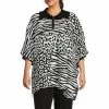 Best deal 😀 Investments Plus Size Animal Block Print Zip Point Collar Elbow Sleeve Sweater Poncho 🧨