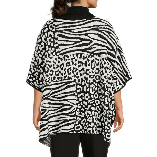 Best deal ๐ Investments Plus Size Animal Block Print Zip Point Collar Elbow Sleeve Sweater Poncho ๐งจ 2 Best deal ๐ Investments Plus Size Animal Block Print Zip Point Collar Elbow Sleeve Sweater Poncho ๐งจ - Image 2