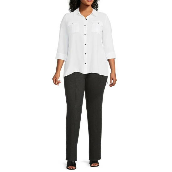 Best deal ๐ Slim Factor By Investments Plus Size ๐ฉ Woman Ponte Knit No Waist Slim Straight Pants Dark Heather Grey ๐ฅฐ 3 Best deal ๐ Slim Factor By Investments Plus Size ๐ฉ Woman Ponte Knit No Waist Slim Straight Pants Dark Heather Grey ๐ฅฐ - Image 3