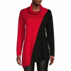 Cheap 🔔 Slim Factor By Investments Color Blocked Cowl Neck Long Sleeve Sweater Red/black ✨ -Investments Shop unnamed file 1107