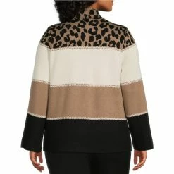 Best reviews of 🧨 Investments Plus Size Animal Block Print Long Sleeve Funnel Mock Neck Sweater Neutral Animal Block ❤️ -Investments Shop unnamed file 1123