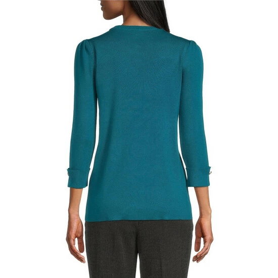 Budget โ Investments Petite Size Crew Neck 3/4 Sleeve Button Detailed Top Avocado ๐ 2 Budget โ Investments Petite Size Crew Neck 3/4 Sleeve Button Detailed Top Avocado ๐ - Image 2