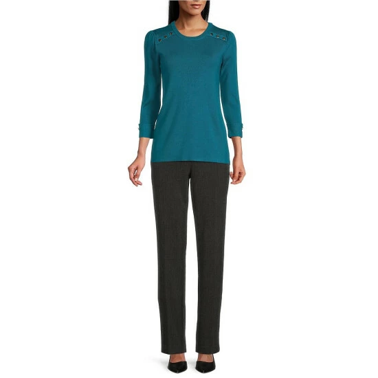 Budget โ Investments Petite Size Crew Neck 3/4 Sleeve Button Detailed Top Avocado ๐ 3 Budget โ Investments Petite Size Crew Neck 3/4 Sleeve Button Detailed Top Avocado ๐ - Image 3