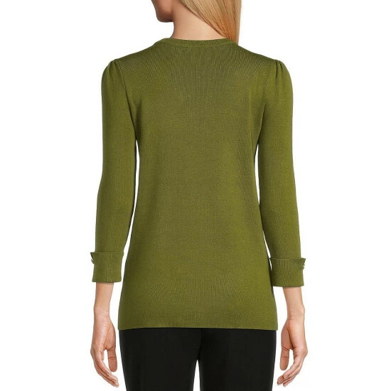 Budget โ Investments Petite Size Crew Neck 3/4 Sleeve Button Detailed Top Avocado ๐ 5 Budget โ Investments Petite Size Crew Neck 3/4 Sleeve Button Detailed Top Avocado ๐ - Image 5