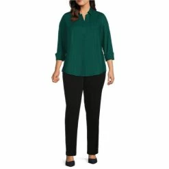 Best reviews of 💯 Investments Plus Size Taylor Gold Label Non-Iron Point Collar 3/4 Sleeve Button Front 👚 Shirt Silver 🎉 -Investments Shop unnamed file 1153