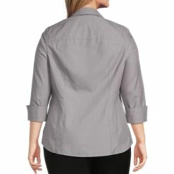 Best reviews of 💯 Investments Plus Size Taylor Gold Label Non-Iron Point Collar 3/4 Sleeve Button Front 👚 Shirt Silver 🎉 -Investments Shop unnamed file 1155