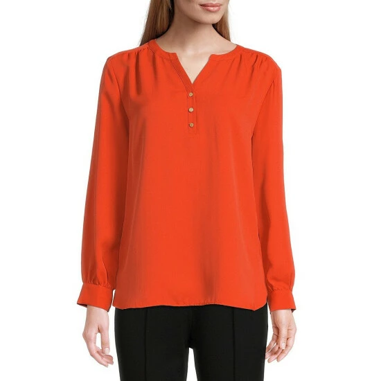 Flash Sale ๐ Investments Woven Long Sleeve Y-Neck Button Front Top Hot Spot ๐ 1 Flash Sale ๐ Investments Woven Long Sleeve Y-Neck Button Front Top Hot Spot ๐