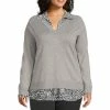Brand new 😀 Investments Plus Size Animal Print Long Sleeve V-Neck Two-Fer Top Grey Heather 🥰
