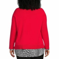 Brand new 😀 Investments Plus Size Animal Print Long Sleeve V-Neck Two-Fer Top Grey Heather 🥰 -Investments Shop unnamed file 1220