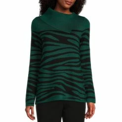 Top 10 💯 Investments Zebra Print Long Sleeve Envelope Neck Sweater Granita Zebra 😍