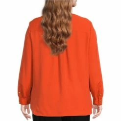 Best Pirce 🛒 Investments Plus Size Woven Long Sleeve Y-Neck Top Hot Spot 😉 -Investments Shop unnamed file 1236