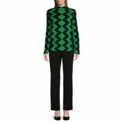 Discount ⌛ Investments Chevron Stripe Print Long Sleeve Funnel Mock Neck Sweater Black/jolly Green Chevron 🎁 -Investments Shop unnamed file 1243