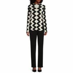 Discount ⌛ Investments Chevron Stripe Print Long Sleeve Funnel Mock Neck Sweater Black/jolly Green Chevron 🎁 -Investments Shop unnamed file 1246