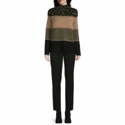 Cheap ❤️ Investments Petite Size Animal Print Long Sleeve Funnel Mock Neck Sweater Olive Animal Block 🔔 -Investments Shop unnamed file 1252