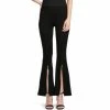 Budget 🤩 Slim Factor By Investments No Waist Front Slit Flare Leg Zipper Detail Ponte Pants Black 🧨