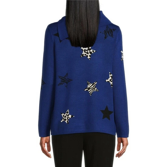 Brand new 😍 Investments Star Print Long Sleeve Envelope Neck Sweater Neutral Stars 💯 2 Brand new 😍 Investments Star Print Long Sleeve Envelope Neck Sweater Neutral Stars 💯 - Image 2