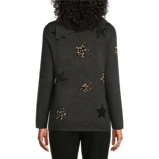 Brand new 😍 Investments Star Print Long Sleeve Envelope Neck Sweater Neutral Stars 💯 5 Brand new 😍 Investments Star Print Long Sleeve Envelope Neck Sweater Neutral Stars 💯 - Image 5