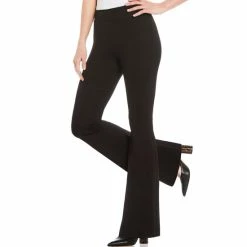 Cheap ✔️ Slim Factor By Investments Ponte Knit Classic Waist Flare Leg Pants Black 🎁