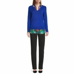 Best deal 🔔 Investments Long Sleeve Printed V-Neck Layered Twofer Top Surf The Web 👍 -Investments Shop unnamed file 1324