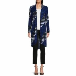 Best Sale 🎉 Slim Factor By Investments Geo Print Open Front Long Sleeve Mesh Cardigan Geo Wave Multi ✔️ -Investments Shop unnamed file 1327