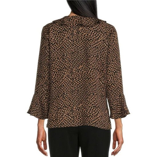 Wholesale ๐ฏ Investments Riley Patched Geo Print Woven Cascading Ruffle V-Neck 3/4 Sleeve Top ๐ 2 Wholesale ๐ฏ Investments Riley Patched Geo Print Woven Cascading Ruffle V-Neck 3/4 Sleeve Top ๐ - Image 2