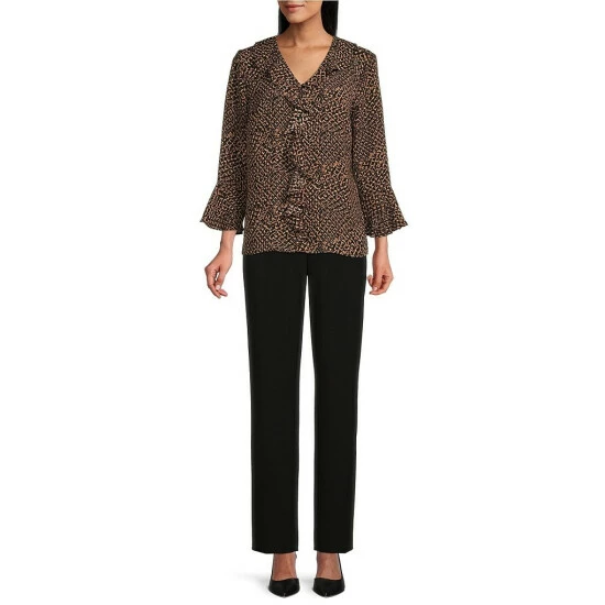 Wholesale ๐ฏ Investments Riley Patched Geo Print Woven Cascading Ruffle V-Neck 3/4 Sleeve Top ๐ 3 Wholesale ๐ฏ Investments Riley Patched Geo Print Woven Cascading Ruffle V-Neck 3/4 Sleeve Top ๐ - Image 3