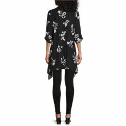 Deals 🎁 Slim Factor By Investments Woven V-Neck 3/4 Roll-Tab Sleeve Handkerchief Hem Floral Print Tunic Scattered Floral ⭐ -Investments Shop unnamed file 1356