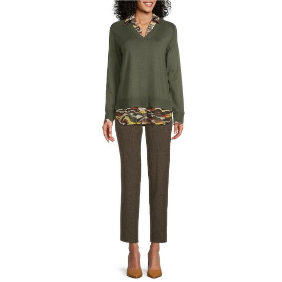 Cheap ๐ฅ Investments Long Sleeve Abstract Printed V-Neck Two-Fer Top Ante Green ๐คฉ 3 Cheap ๐ฅ Investments Long Sleeve Abstract Printed V-Neck Two-Fer Top Ante Green ๐คฉ - Image 3