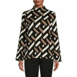 Buy ❤️ Investments Brick Print Long Sleeve Funnel Mock Neck Sweater Neutral Brick 🎉 -Investments Shop unnamed file 1410