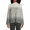 Coupon ⭐ Investments Petite Size Ombre Funnel Mock Neck Long Sleeve Sweater White/grey Ombre ✨
