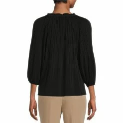 Cheap 🧨 Investments Knit Pleated Tie V-Neck 3/4 Sleeve Top Black ✨ -Investments Shop unnamed file 1432