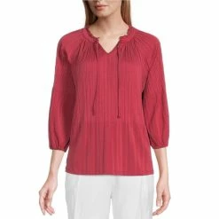 Cheap 🧨 Investments Knit Pleated Tie V-Neck 3/4 Sleeve Top Black ✨ -Investments Shop unnamed file 1434