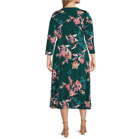 Best reviews of 🥰 Investments Plus Size Soft Separates V-Neck 3/4 Sleeve Watercolor Floral Faux Wrap Midi 👗 Dress 👍 2 Best reviews of 🥰 Investments Plus Size Soft Separates V-Neck 3/4 Sleeve Watercolor Floral Faux Wrap Midi 👗 Dress 👍 - Image 2