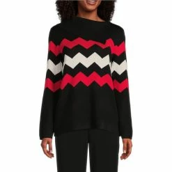 Flash Sale 🌟 Investments Stripe Print Long Sleeve Envelope Neck Sweater Black Stripe 🔥 -Investments Shop unnamed file 1448