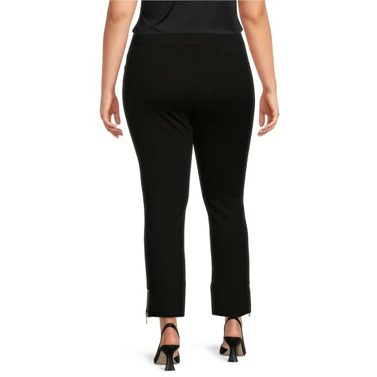 Best deal 🛒 Slim Factor By Investments Plus Size Classic Waist Wide Cuff Zipper Detail Ankle Pants Black 🌟 2 Best deal 🛒 Slim Factor By Investments Plus Size Classic Waist Wide Cuff Zipper Detail Ankle Pants Black 🌟 - Image 2