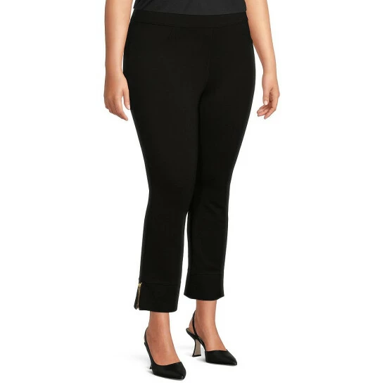 Best deal 🛒 Slim Factor By Investments Plus Size Classic Waist Wide Cuff Zipper Detail Ankle Pants Black 🌟 4 Best deal 🛒 Slim Factor By Investments Plus Size Classic Waist Wide Cuff Zipper Detail Ankle Pants Black 🌟 - Image 4