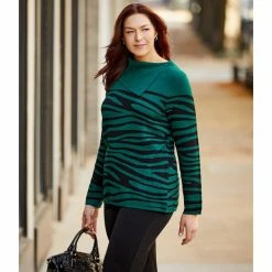 Hot Sale 🤩 Investments Plus Size Zebra Print Envelope Neck Long Sleeve Sweater Botanical Zebra 😍 -Investments Shop unnamed file 1462