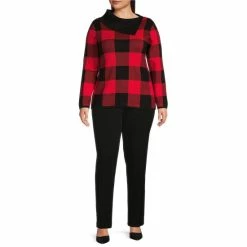 Promo 🌟 Investments Plus Size Black Toreador Check Print Long Sleeve Envelope Neck Sweater ✔️ -Investments Shop unnamed file 1476