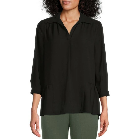 Brand new 🤩 Investments Woven Y-Neck 3/4 Sleeve Flounce Hem Top Avocado 🎉 1 Brand new 🤩 Investments Woven Y-Neck 3/4 Sleeve Flounce Hem Top Avocado 🎉