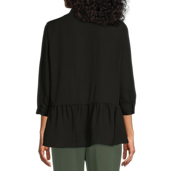 Brand new 🤩 Investments Woven Y-Neck 3/4 Sleeve Flounce Hem Top Avocado 🎉 2 Brand new 🤩 Investments Woven Y-Neck 3/4 Sleeve Flounce Hem Top Avocado 🎉 - Image 2